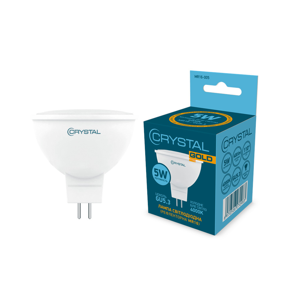 Лампа світлодіодна MR-16 CRYSTAL GOLD 5W GU5.3 4000K